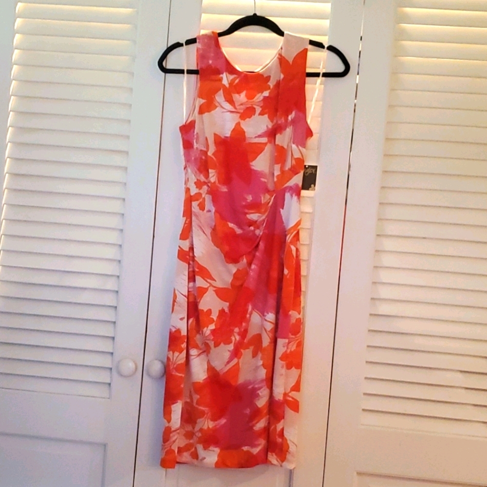 Taylor pink orange & cream dress